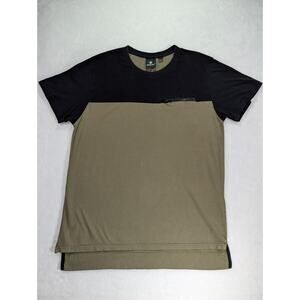 Akademiks XL Green Black Colorblock T-Shirt Zipper Chest Pocket Streetwear Mens